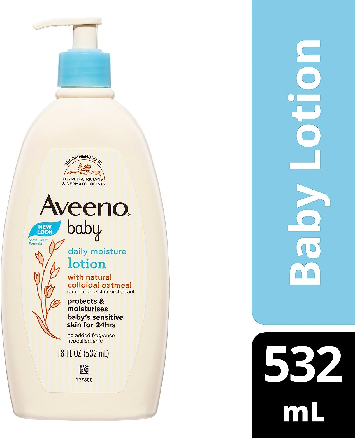 Aveeno Baby Daily Moisture Moisturizing Lotion for Delicate Skin with Natural Colloidal Oatmeal & Dimethicone, Hypoallergenic, Fragrance-, Phthalate- & Paraben-Free, 18 fl. oz (Package may vary) - Image 7